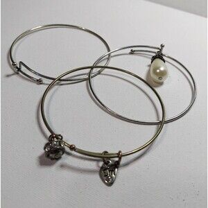 Three Bracelets SM Stainless Steel with charm About 7" wrist